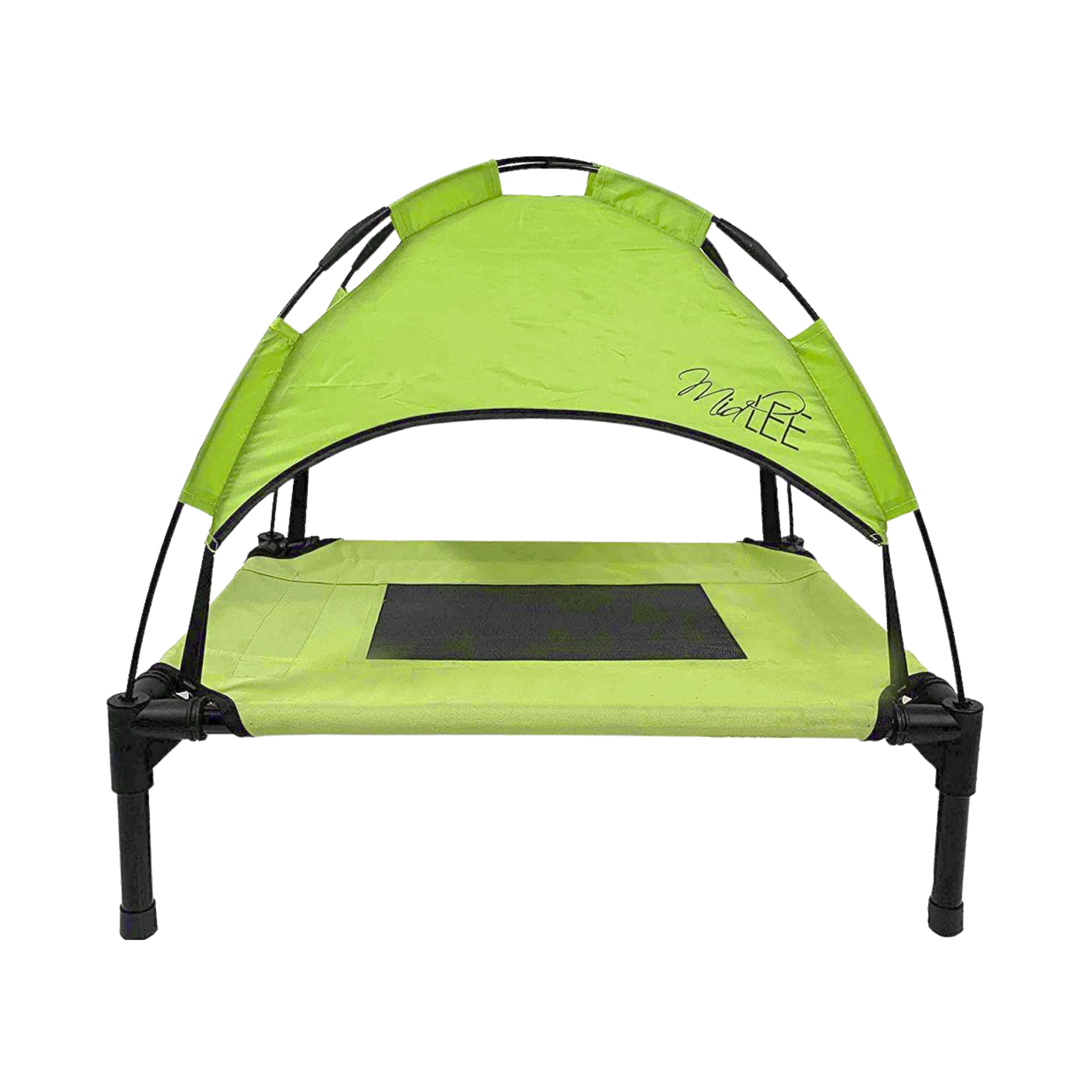 Midlee Outdoor Elevated Dog Cot Bed With Shade Canopy Green 30" X 36